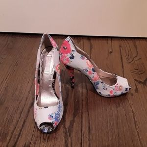 Floral Rachel Roy Peeptoe Heels